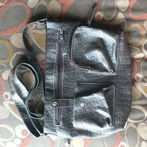 new brown faux leather crocodile purse